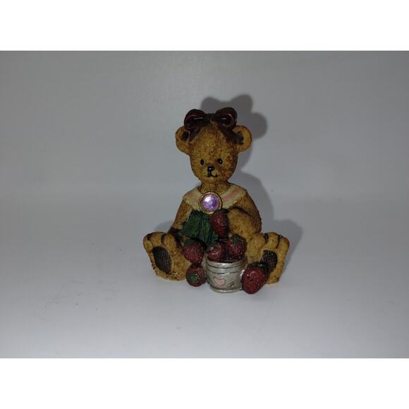 Teddy Bear Figurine by Young's - June Birthstone Amethyst Strawberry - 2 Inches - Picture 6 of 6